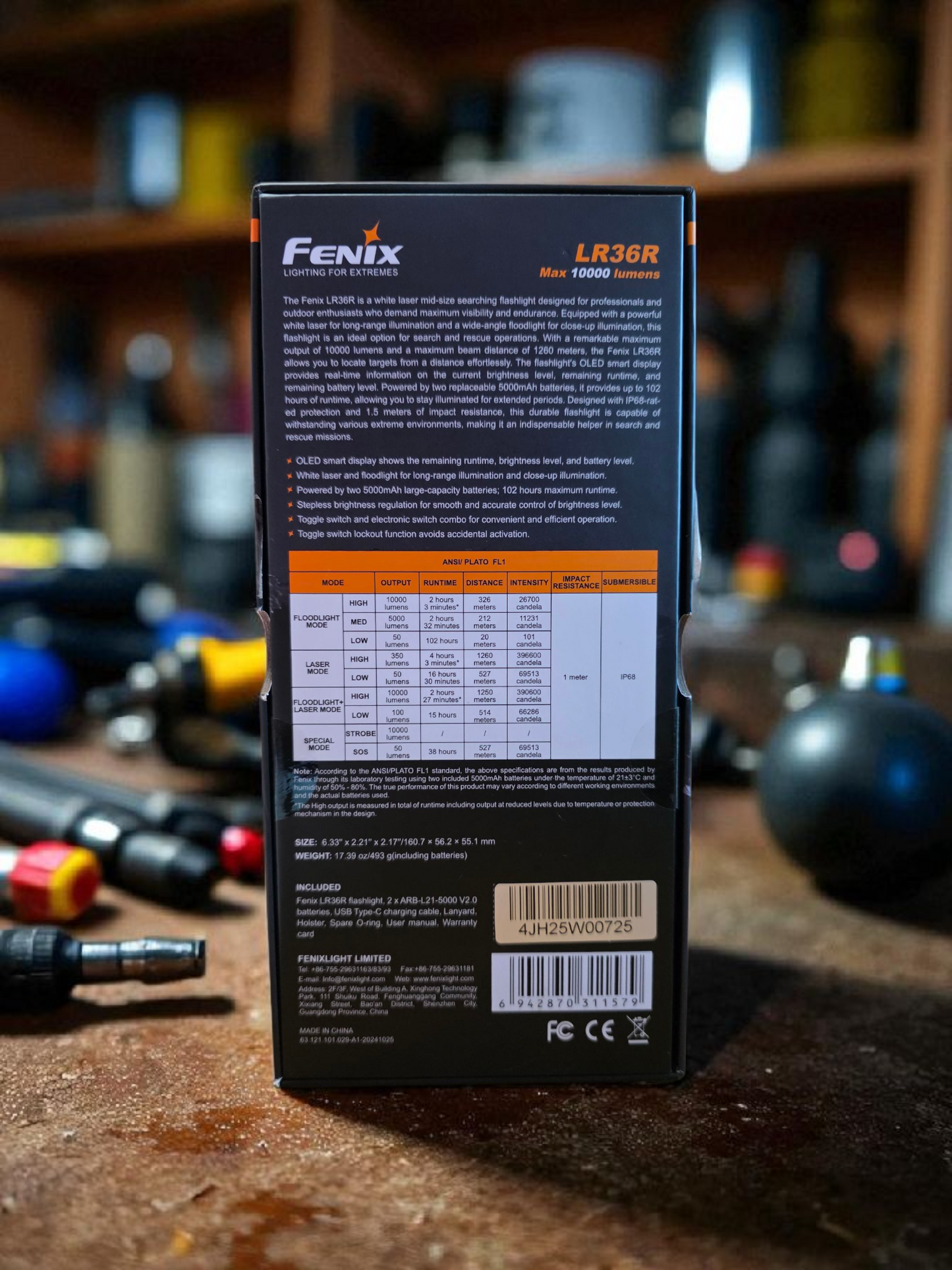 Lampe de recherche Fenix LR36R – 10 000 lumens, 1 260 m de portée, laser blanc ( occasion )