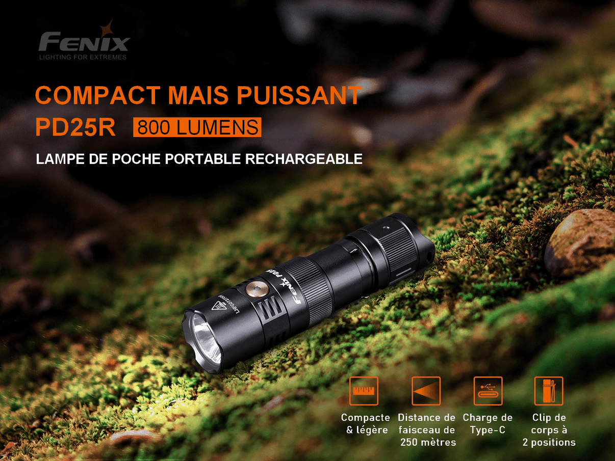 Fenix PD25R - 800 lumens - Rechargeable USB-C