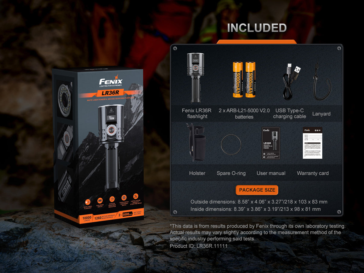 Lampe de recherche Fenix LR36R – 10 000 lumens, 1 260 m de portée, laser blanc ( occasion )