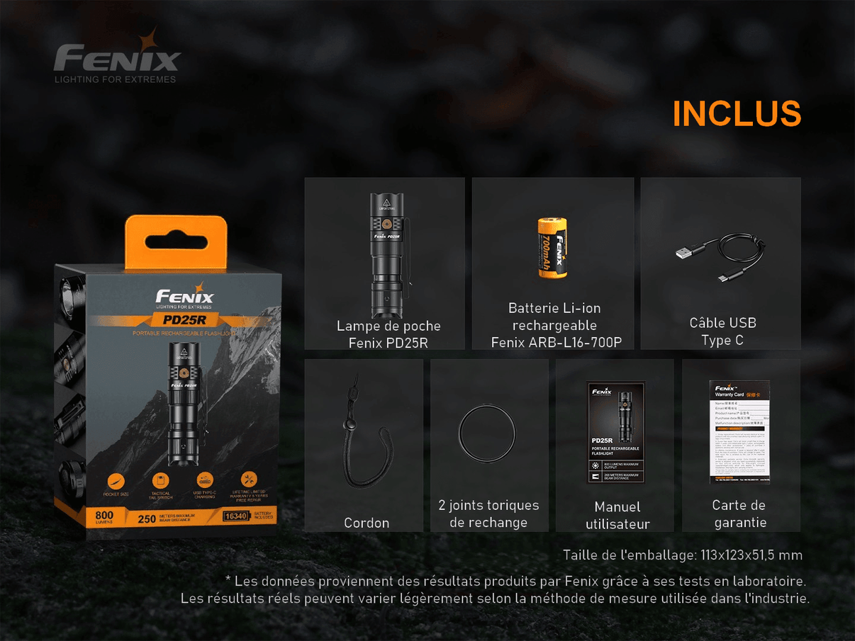 Fenix PD25R - 800 lumens - Rechargeable USB-C