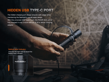 Fenix PD45R ACE – lampe tactique programmable haute intensité rechargeable USB-C (3200 lumens)