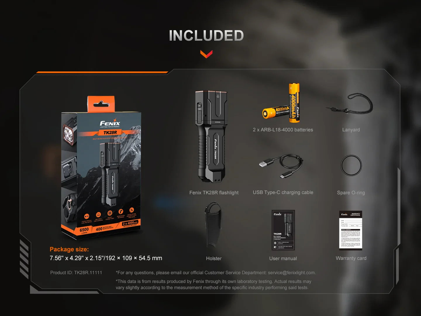 Fenix TK28R – Lampe tactique rechargeable 6500 lumens, double faisceau, USB-C