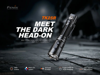 Fenix TK25R – Lampe tactique rechargeable 3600 lumens USB-C avec module UV et signalisation