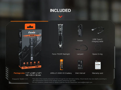 Fenix TK25R – Lampe tactique rechargeable 3600 lumens USB-C avec module UV et signalisation