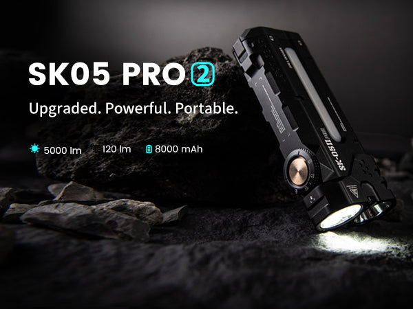 LOOP GEAR SK05 Pro 2 – Lampe EDC plate 5000 lumens, triple faisceau et double batterie 18650