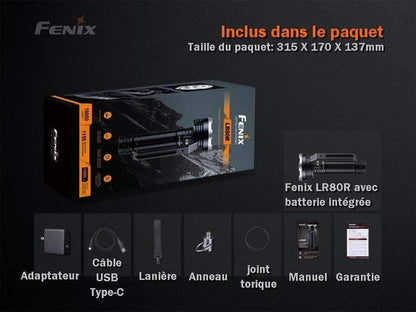 Fenix LR80R – Lampe torche / projecteur LED rechargeable (modèle pro)