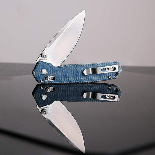 Vosteed Mini Psyop – Elmax & Manche Micarta Bleu (A2301)