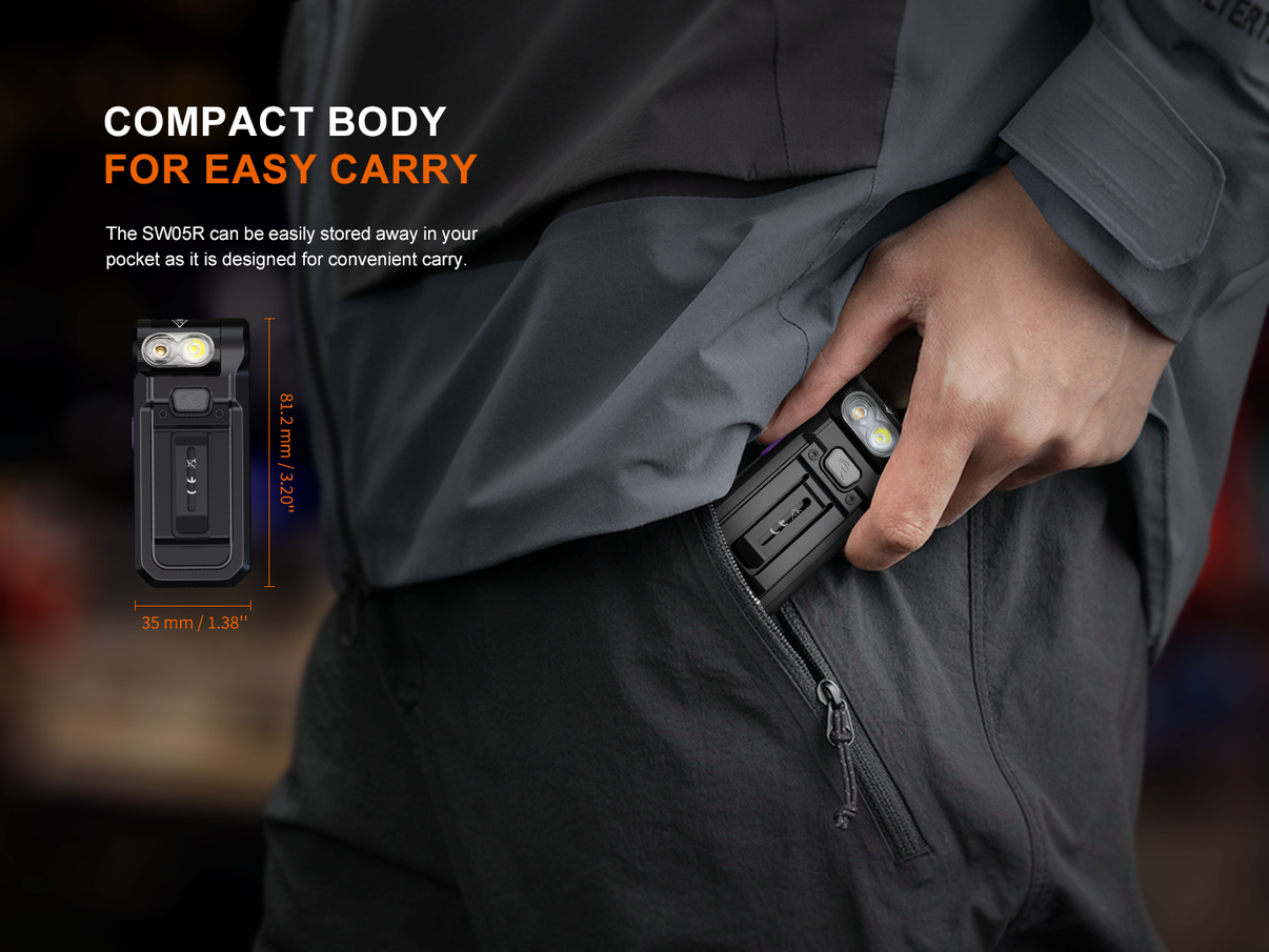 Fenix SW05R-UV / Red – Lampe compacte polyvalente clip & UV/rouge