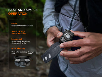 Fenix HL12R V2.0 Lampe frontale ultra légère - 500 Lumens