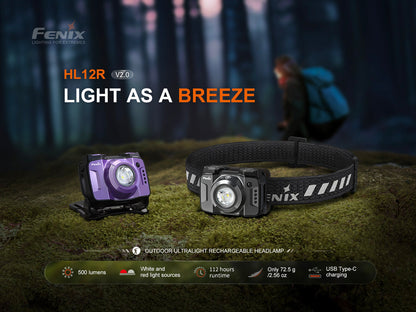 Fenix HL12R V2.0 Lampe frontale ultra légère - 500 Lumens